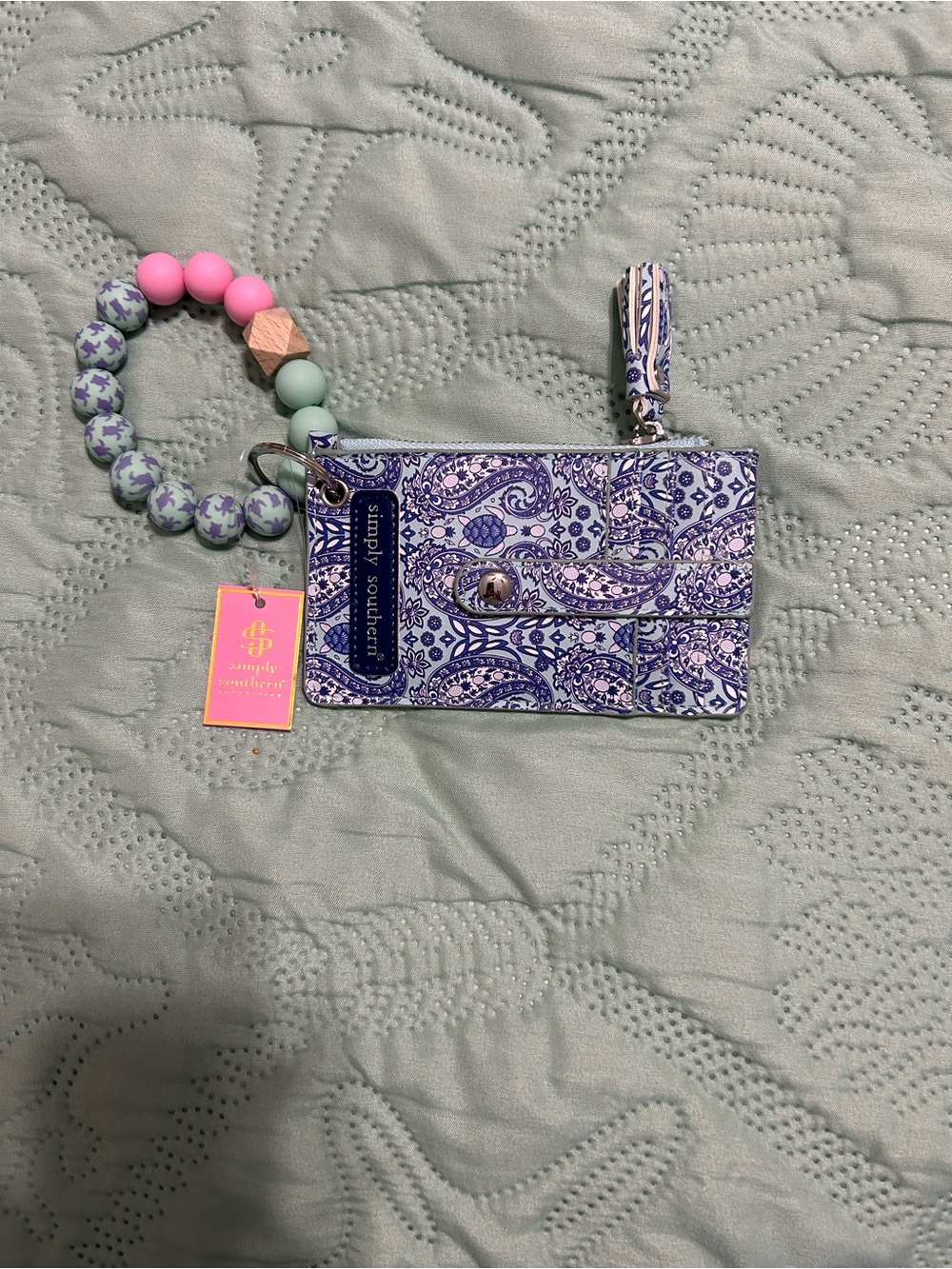 NWT Simply Southern Purple Paisley Wristlet Cardholder